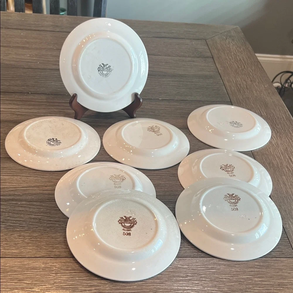 ANTIQUE Villeroy & Boch Dresden Saxony Red Poppy Bread & Butter Plates (8) - Picture 15 of 16